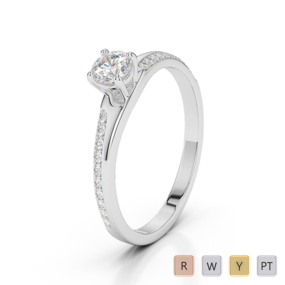Gold / Platinum Round Cut Diamond Engagement Ring AGDR-2016
