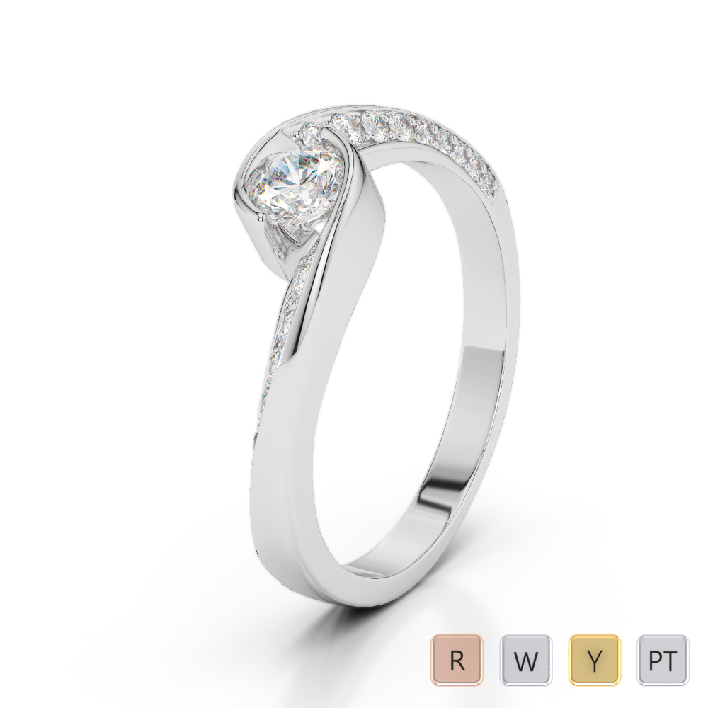 Gold / Platinum Round Cut Diamond Engagement Ring AGDR-2020