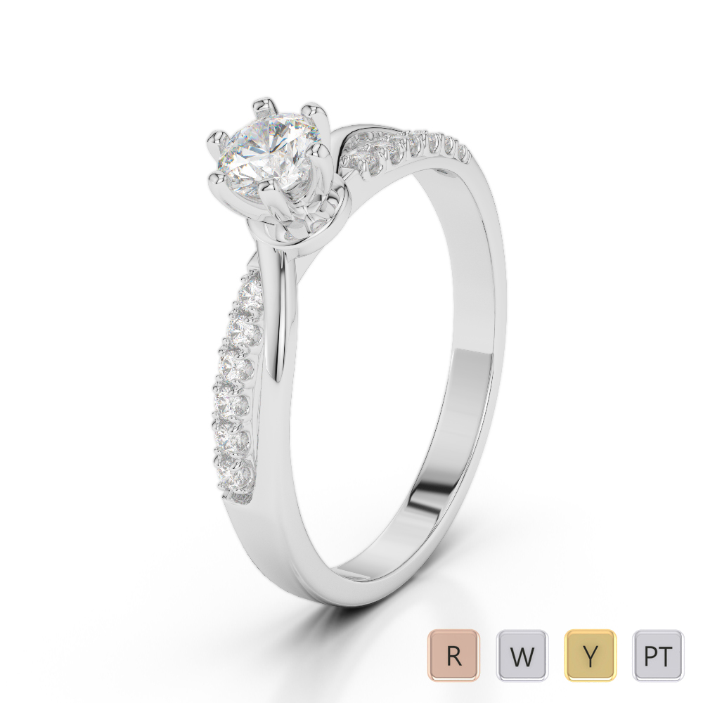 Gold / Platinum Round Cut Diamond Engagement Ring AGDR-2022