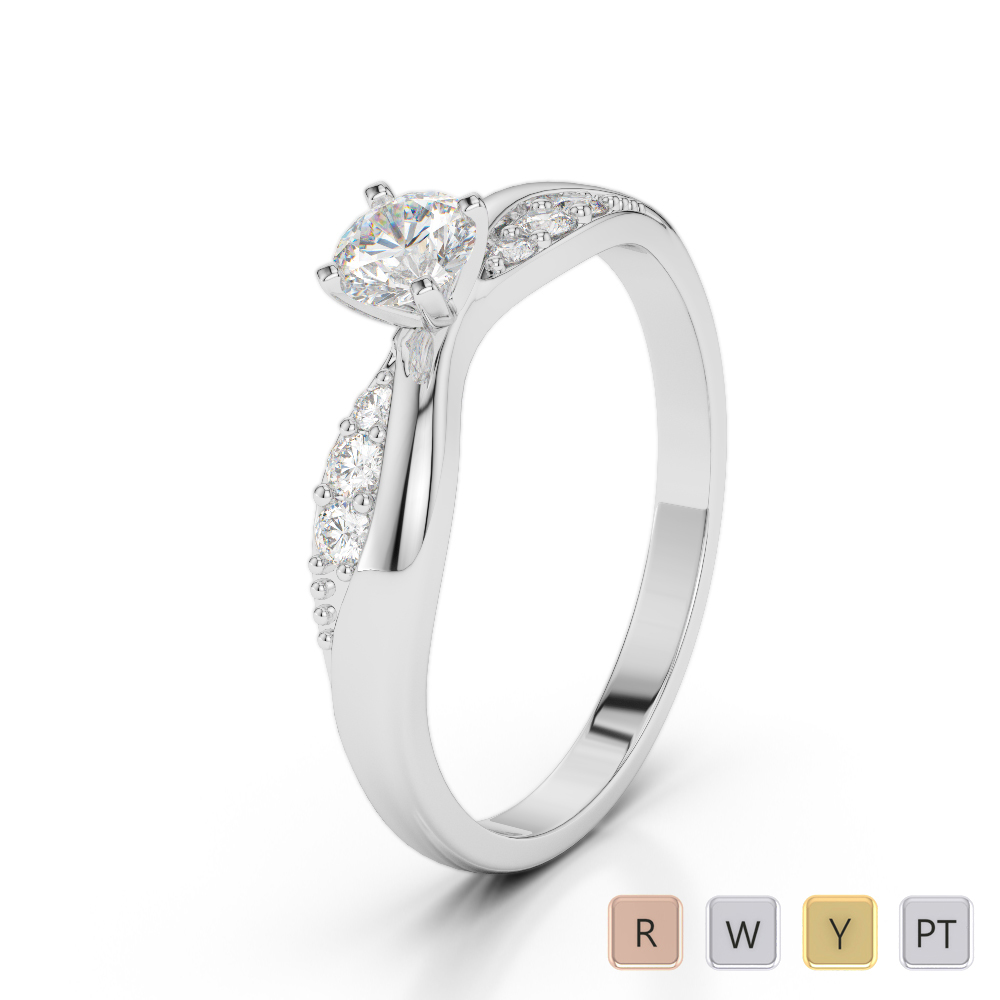 Gold / Platinum Round Cut Diamond Engagement Ring AGDR-2024