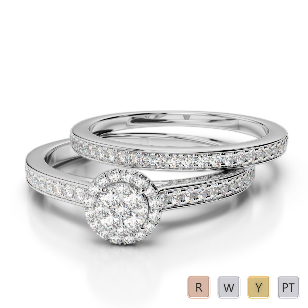 Gold / Platinum Round cut Diamond Bridal Set Ring AGDR-2025