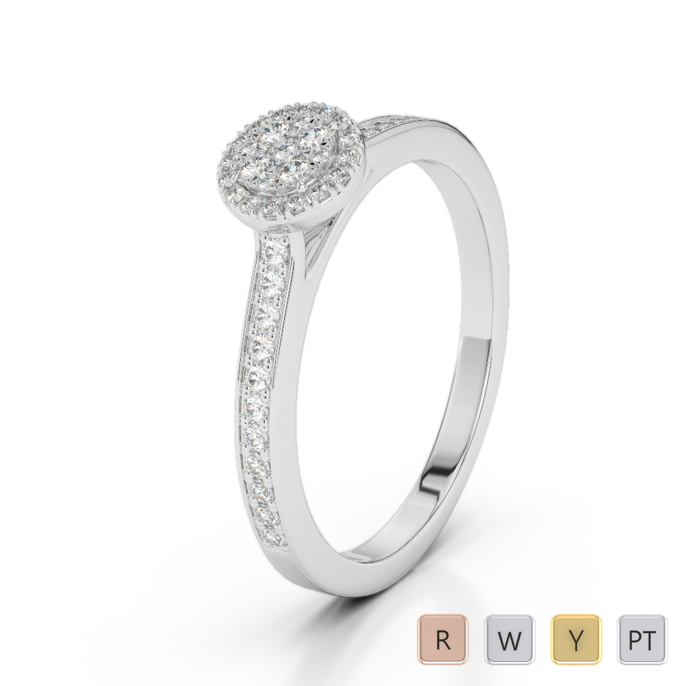 Gold / Platinum Round Cut Diamond Engagement Ring AGDR-2026
