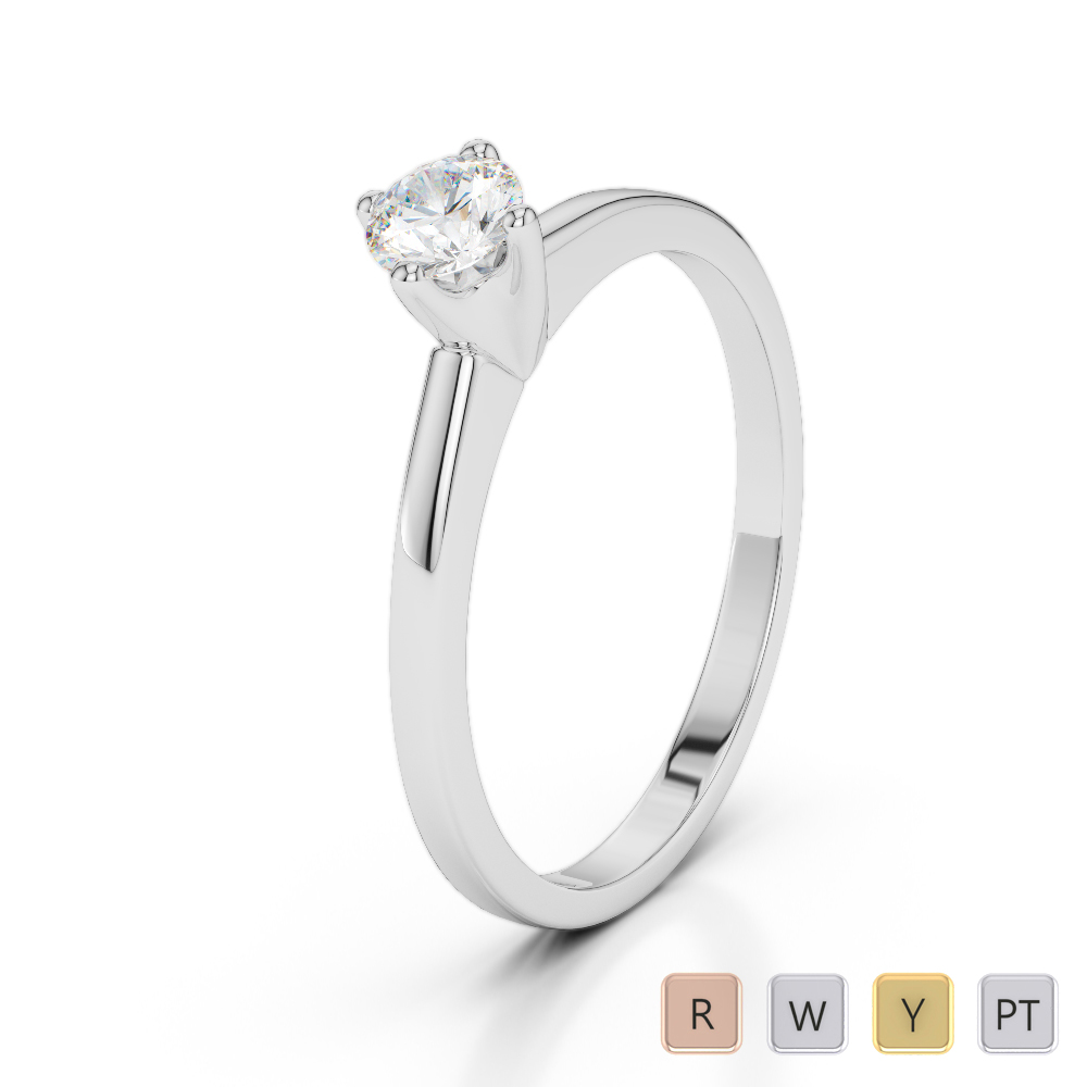 Gold / Platinum Round Cut Diamond Engagement Ring AGDR-2028