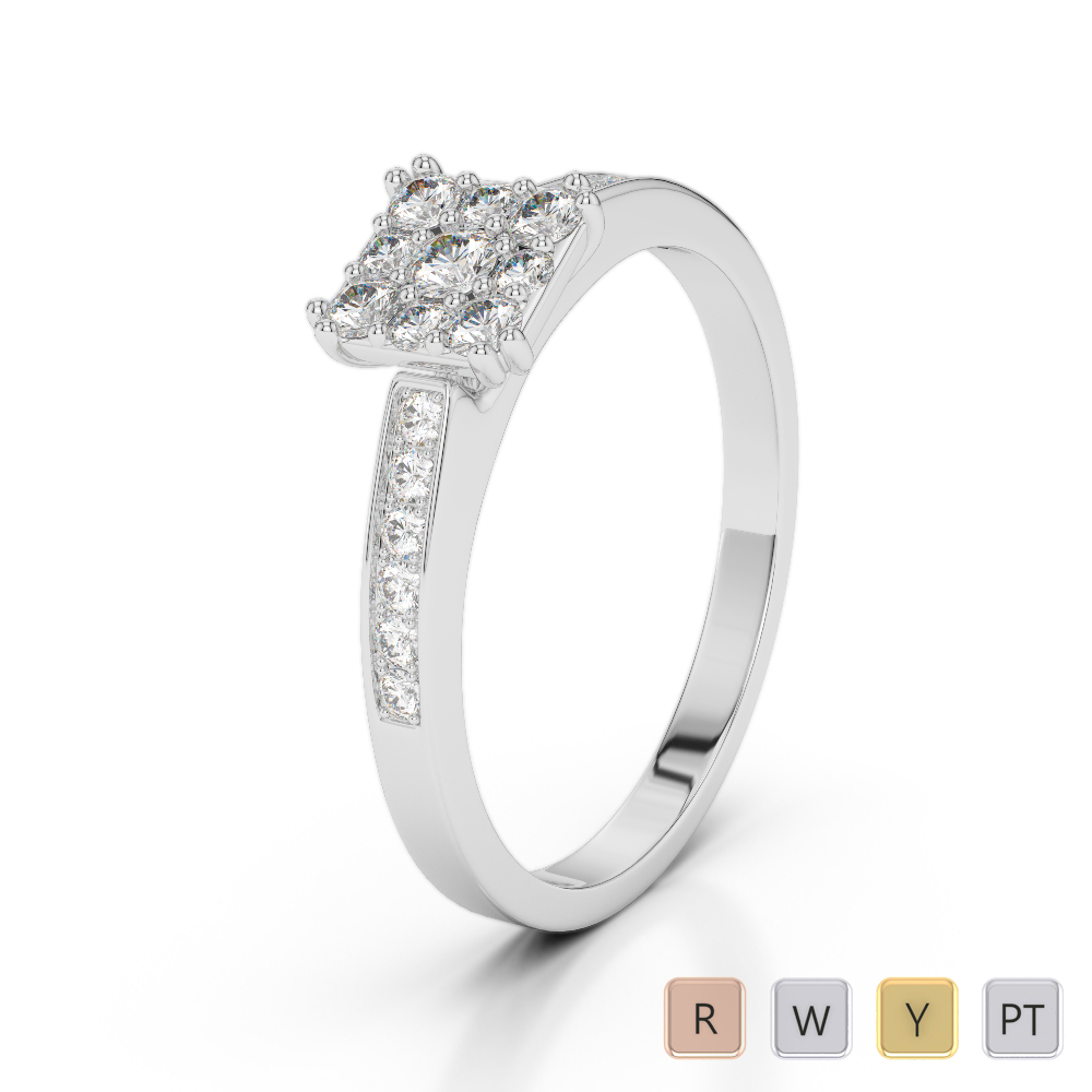 Gold / Platinum Round Cut Diamond Engagement Ring AGDR-2030