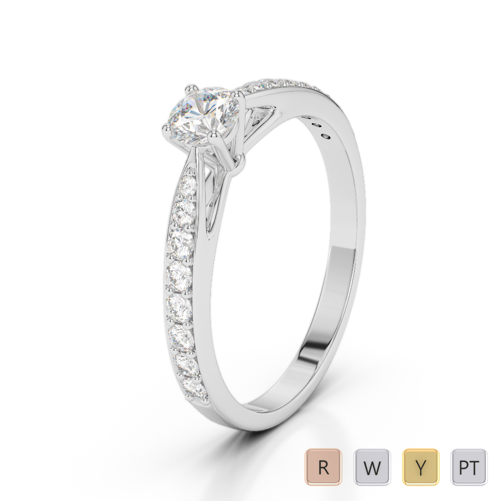 Gold / Platinum Round Cut Diamond Engagement Ring AGDR-2032
