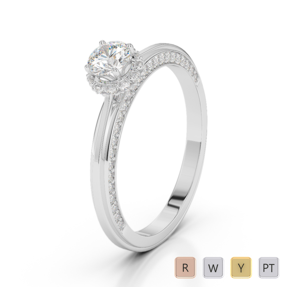 Gold / Platinum Round Cut Diamond Engagement Ring AGDR-2034