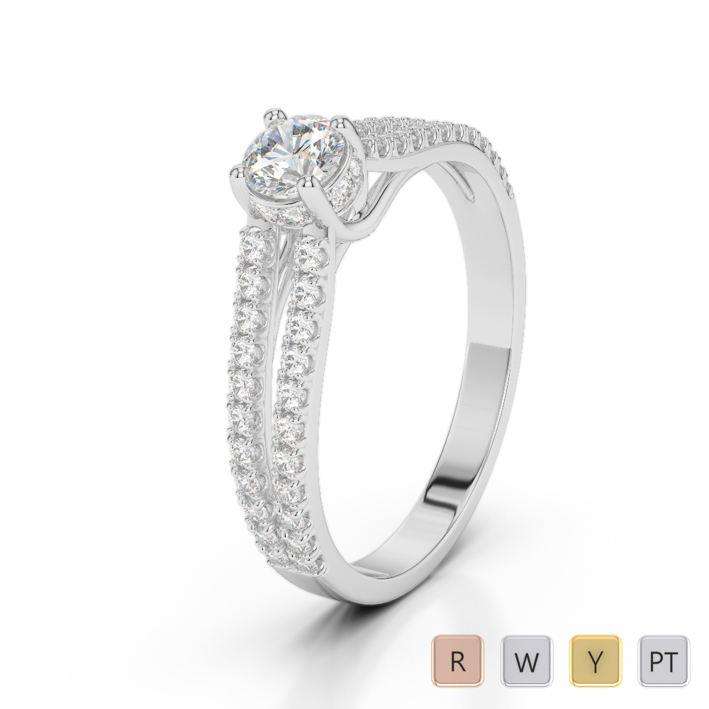 Gold / Platinum Round Cut Diamond Engagement Ring AGDR-2036