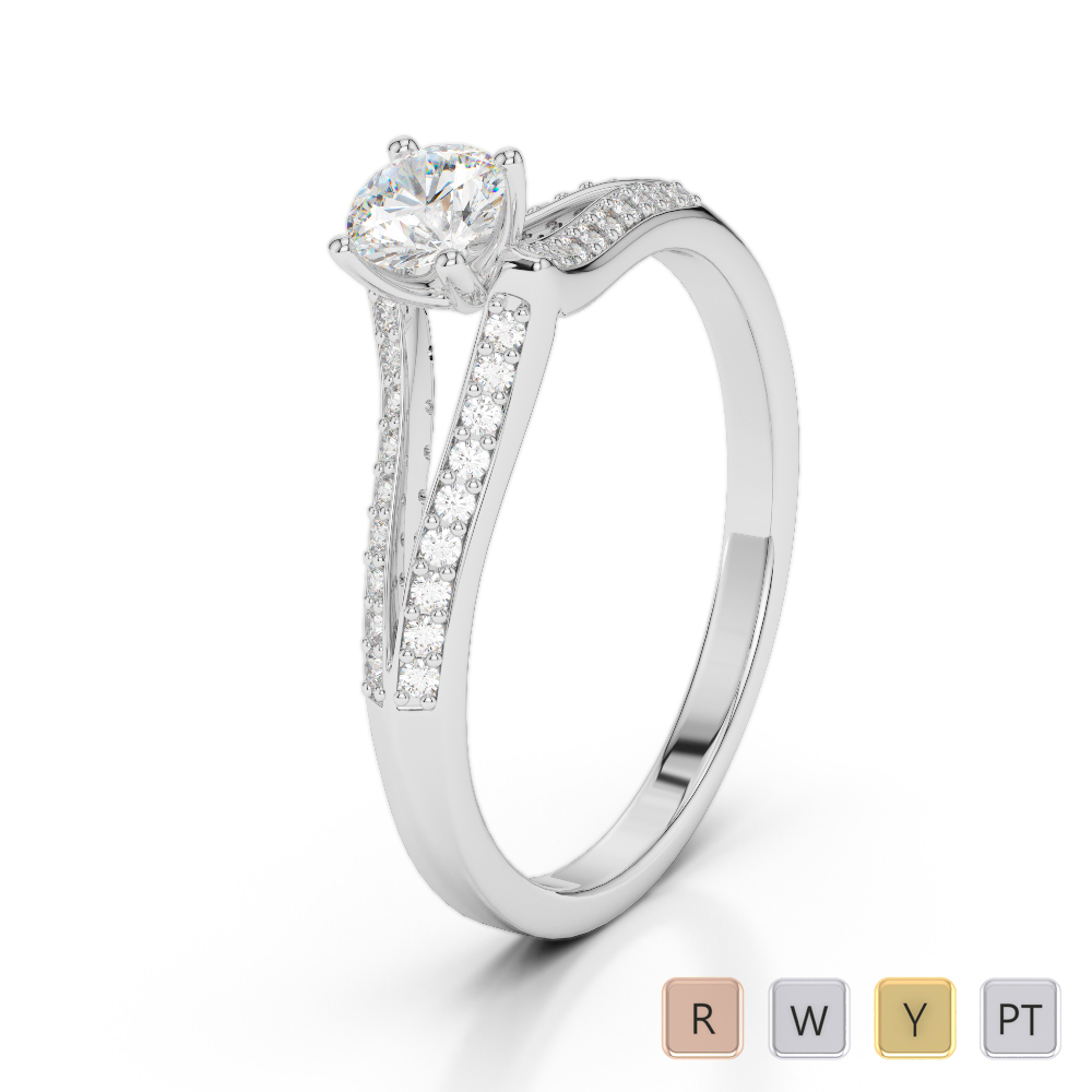 Gold / Platinum Round Cut Diamond Engagement Ring AGDR-2038