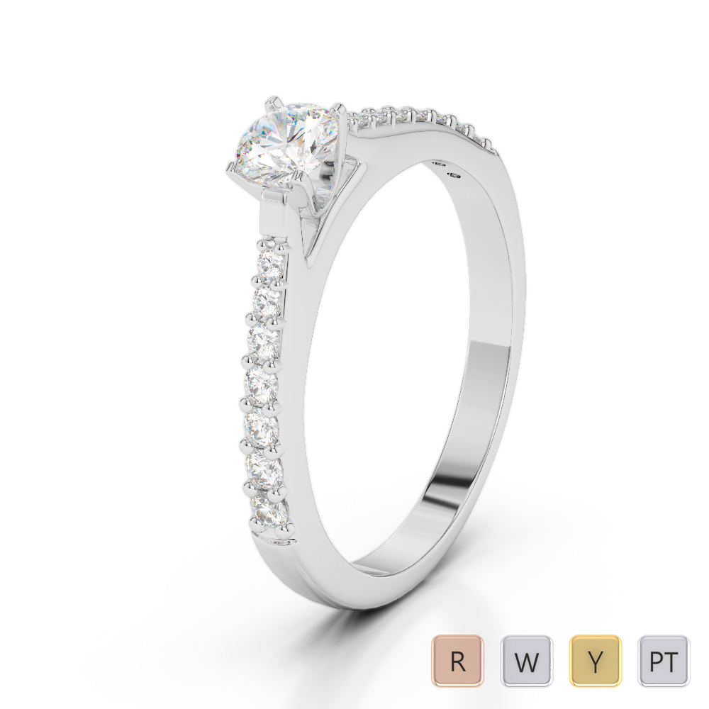 Gold / Platinum Round Cut Diamond Engagement Ring AGDR-2040