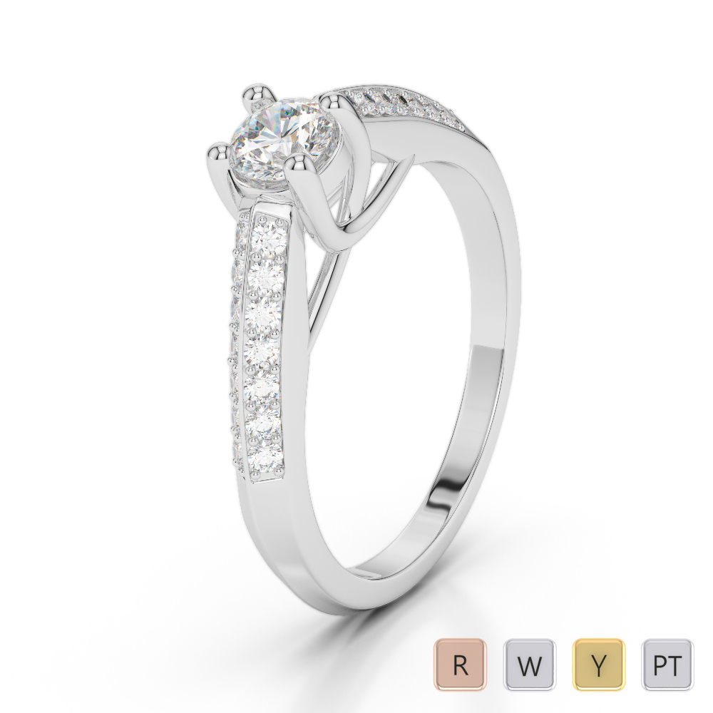 Gold / Platinum Round Cut Diamond Engagement Ring AGDR-2044