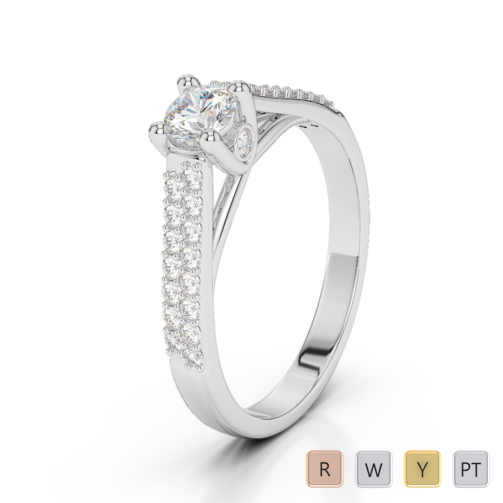 Gold / Platinum Round Cut Diamond Engagement Ring AGDR-2046