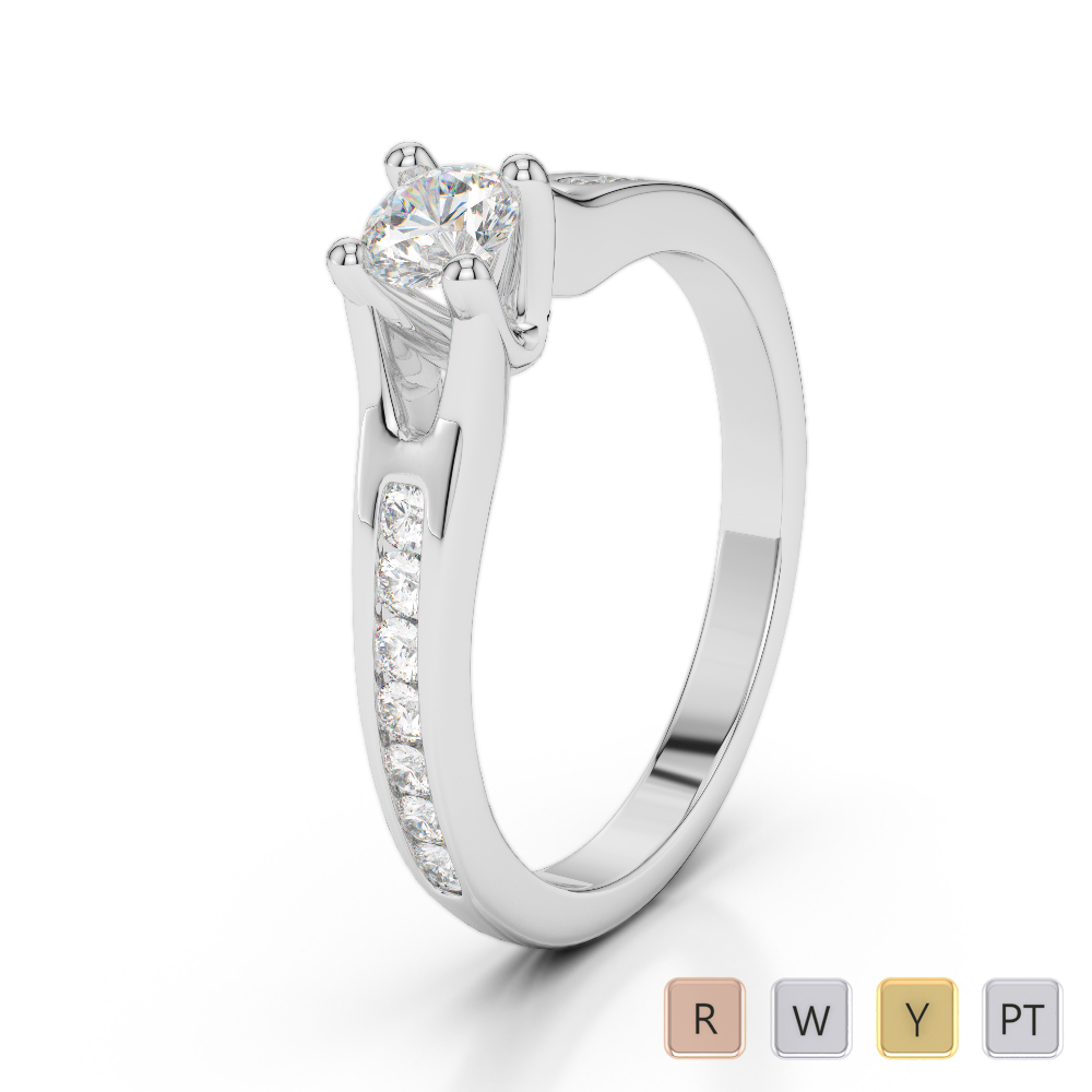Gold / Platinum Round Cut Diamond Engagement Ring AGDR-2048