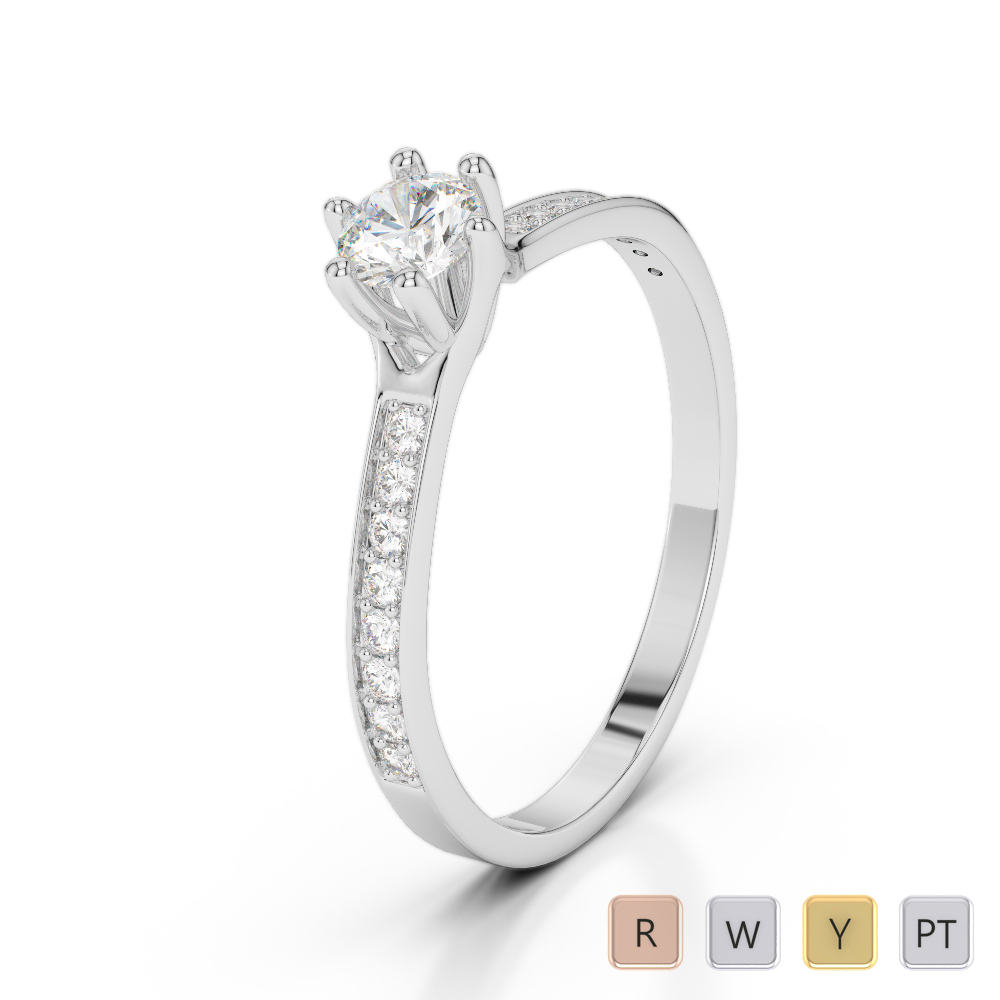 Gold / Platinum Round Cut Diamond Engagement Ring AGDR-2050
