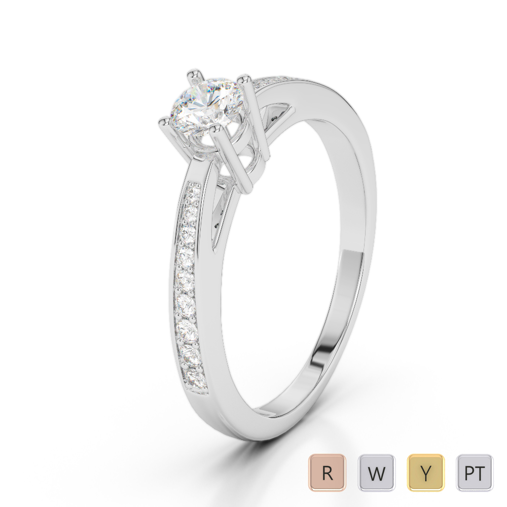 Gold / Platinum Round Cut Diamond Engagement Ring AGDR-2052