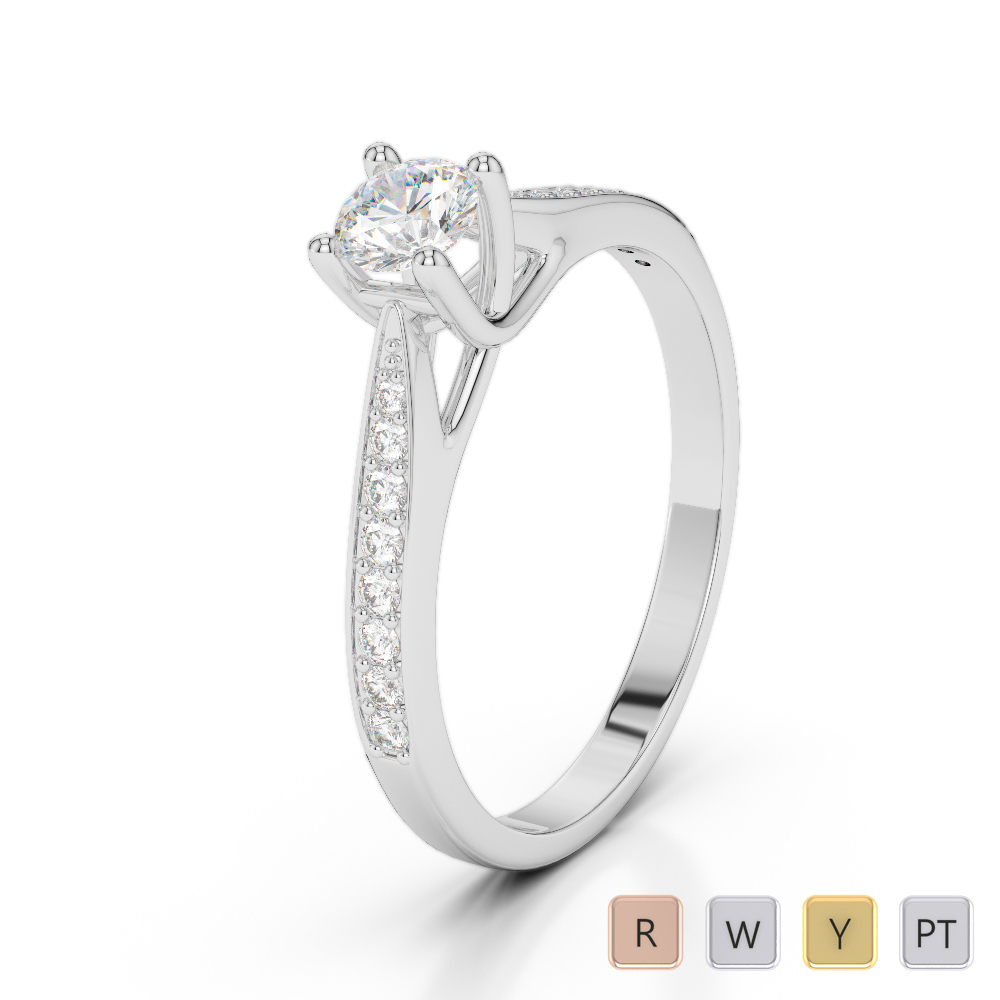 Gold / Platinum Round Cut Diamond Engagement Ring AGDR-2054