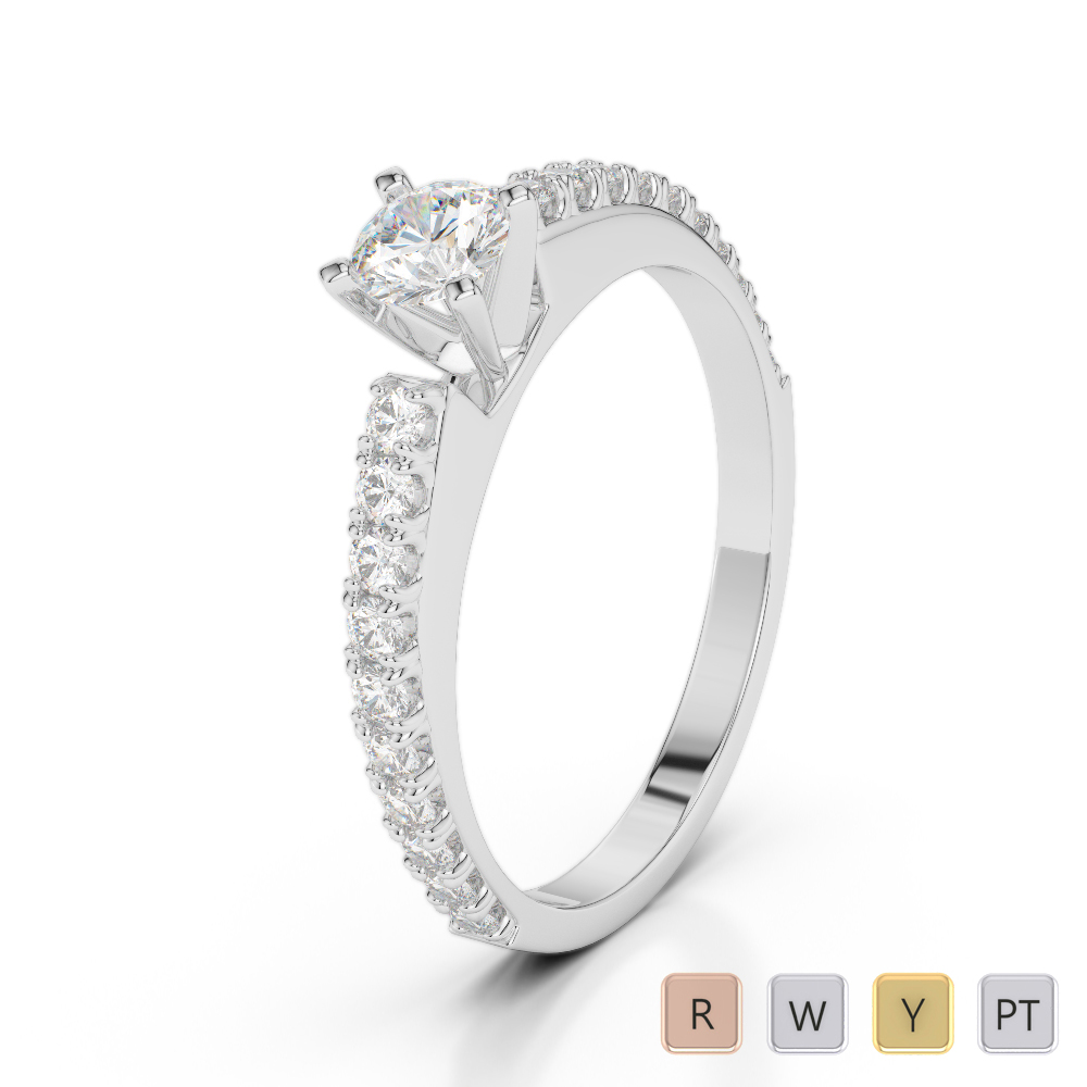 Gold / Platinum Round Cut Diamond Engagement Ring AGDR-2058