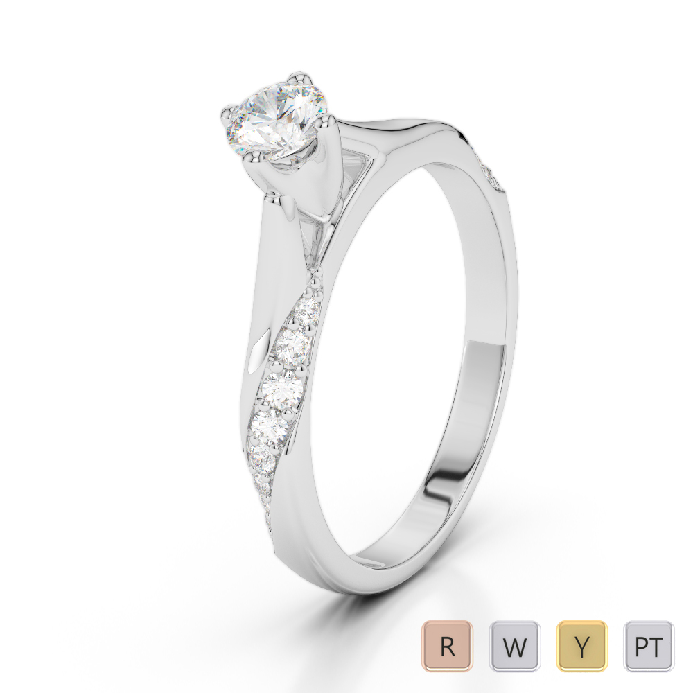 Gold / Platinum Round Cut Diamond Engagement Ring AGDR-2060