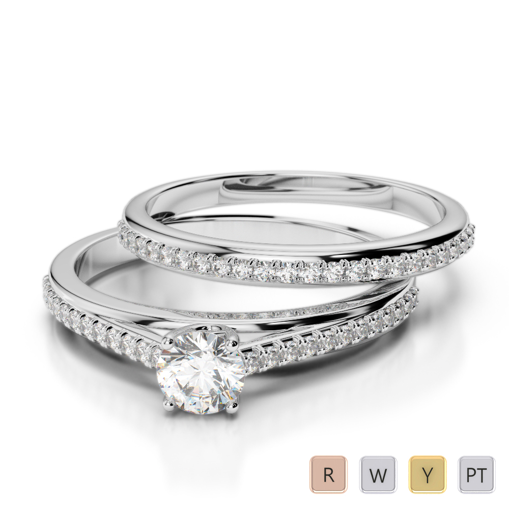 Gold / Platinum Round cut Diamond Bridal Set Ring AGDR-2061