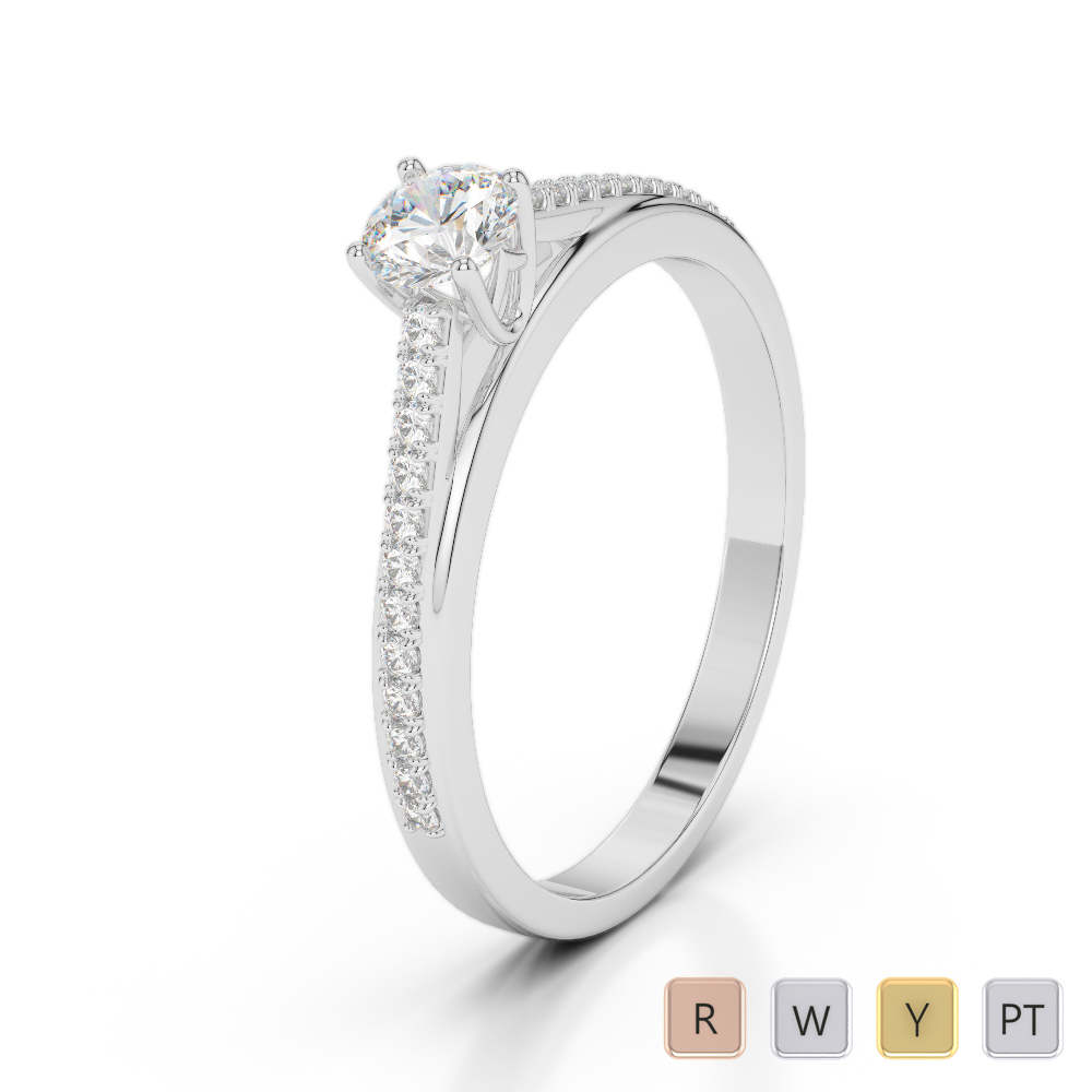 Gold / Platinum Round Cut Diamond Engagement Ring AGDR-2062