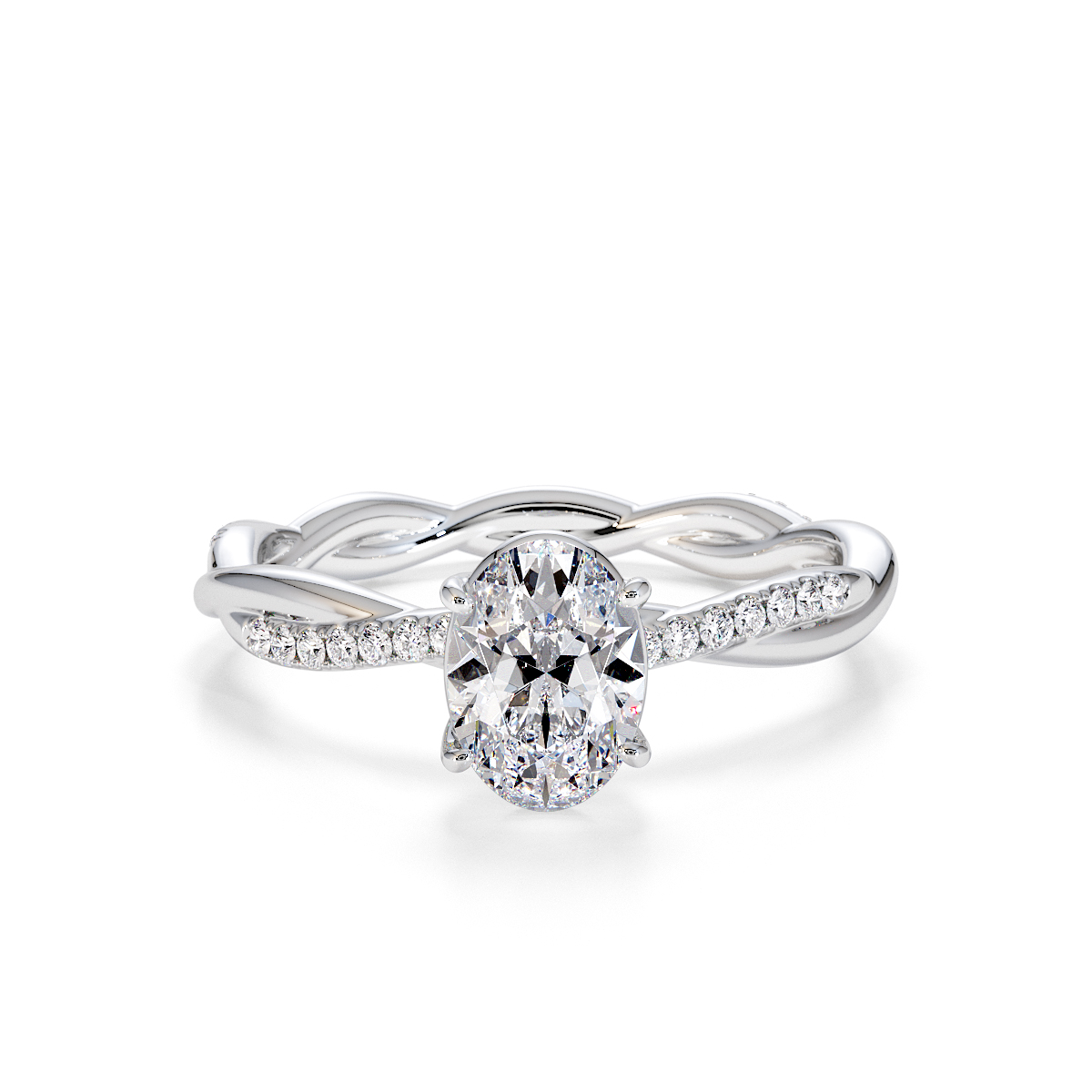Oval Lab Diamond Engagement Ring Gold / Platinum