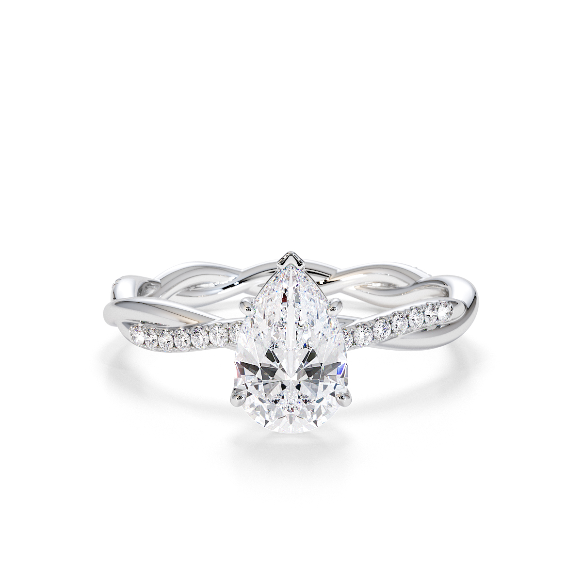 Pear Lab Diamond Engagement Ring Gold / Platinum