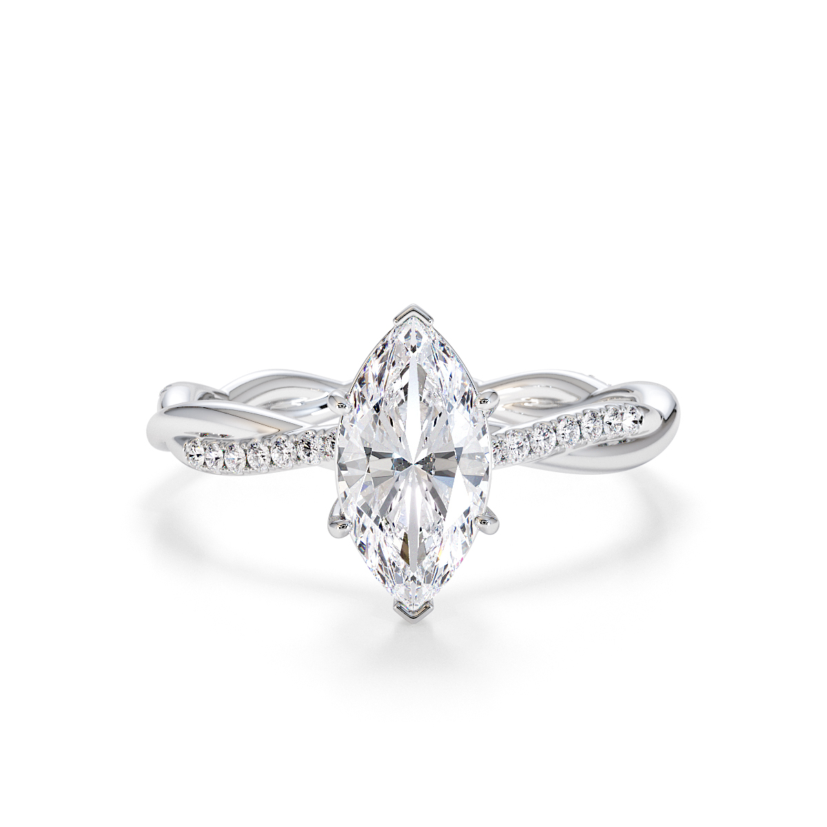 Marquise Lab Diamond Engagement Ring Gold / Platinum