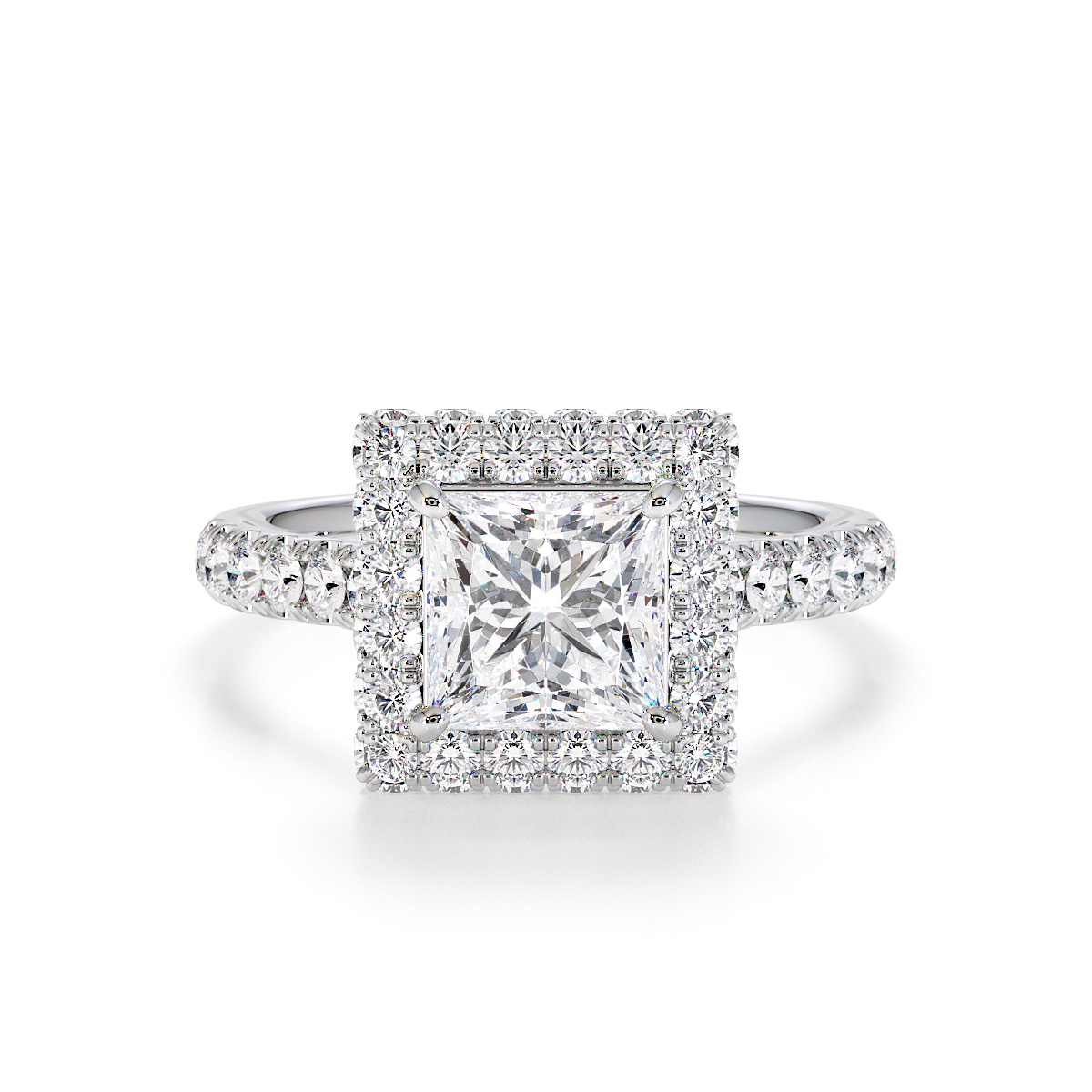 Princess Lab Diamond Engagement Ring Gold / Platinum