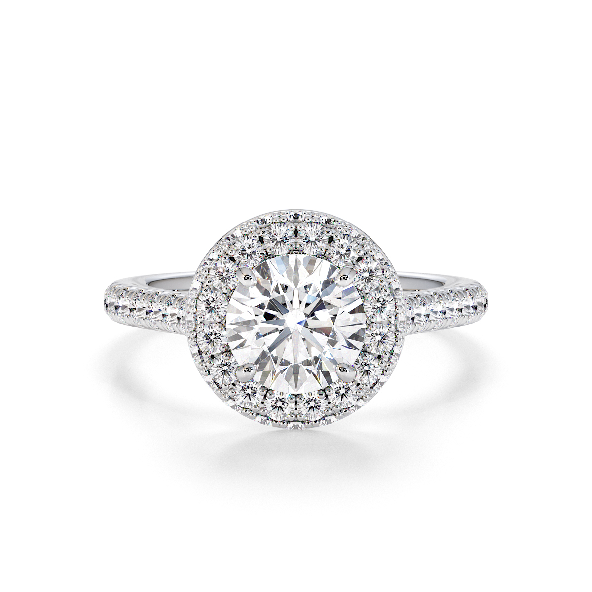 Round Lab Diamond Engagement Ring Gold / Platinum