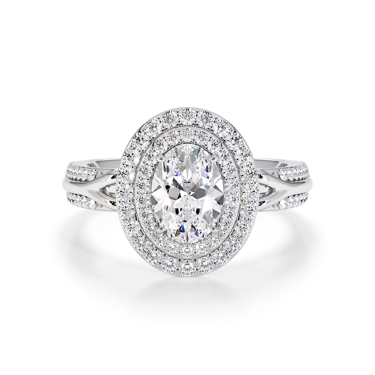 Oval Lab Diamond Engagement Ring Gold / Platinum