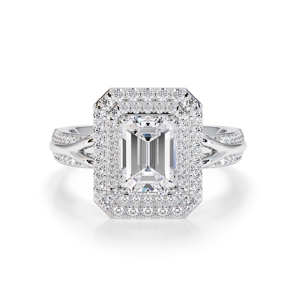 Emerald Lab Diamond Engagement Ring Gold / Platinum