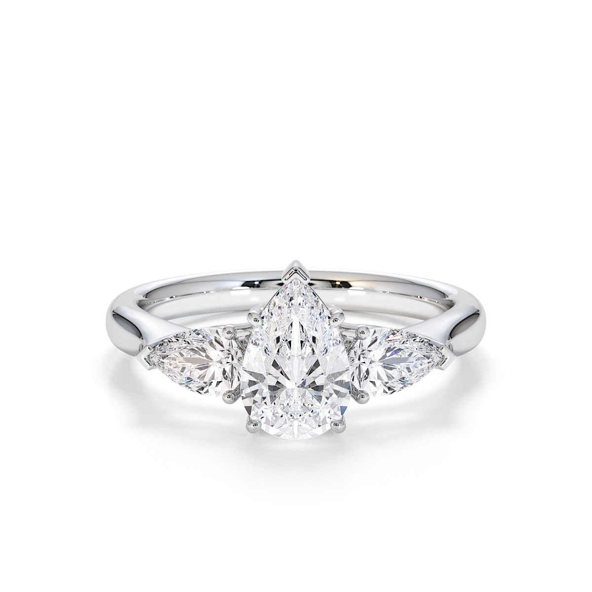 Pear Three Stone Lab Diamond Engagement Ring Gold / Platinum