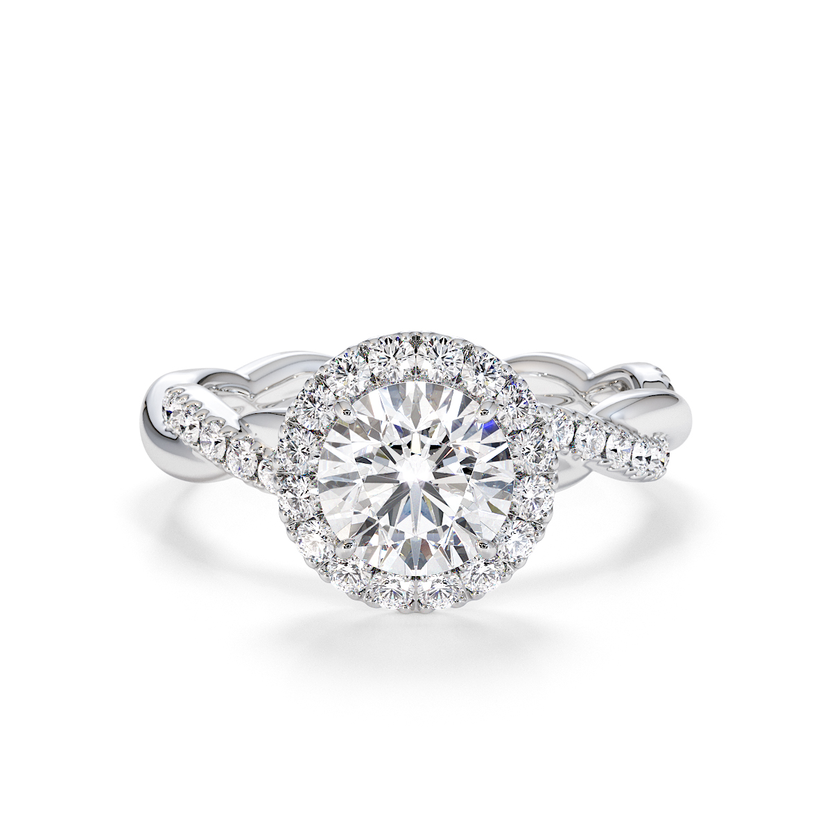 Round Lab Diamond Engagement Ring Gold / Platinum