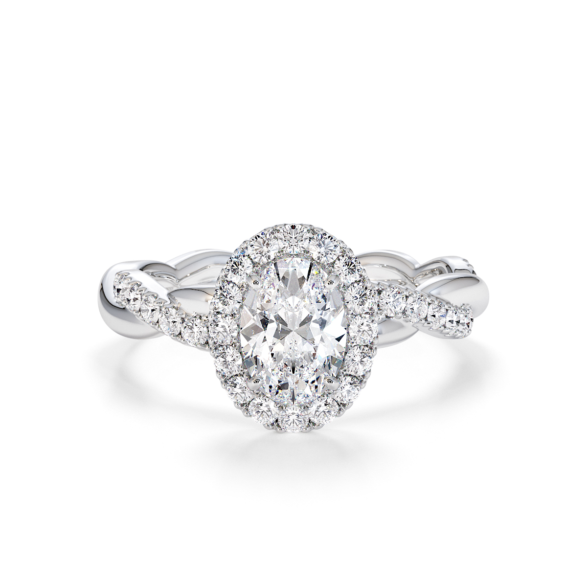 Oval Lab Diamond Engagement Ring Gold / Platinum