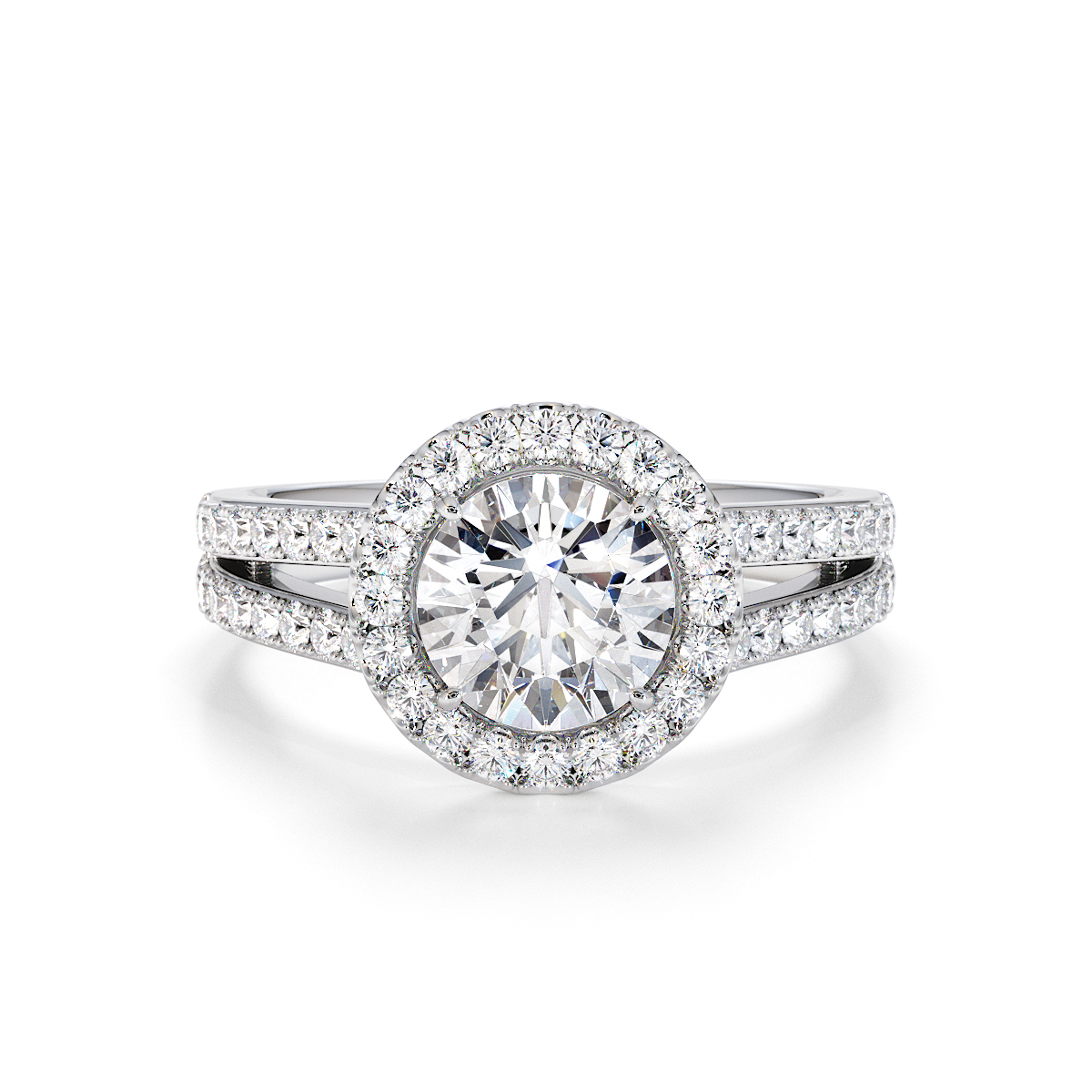 Round Lab Diamond Engagement Ring Gold / Platinum
