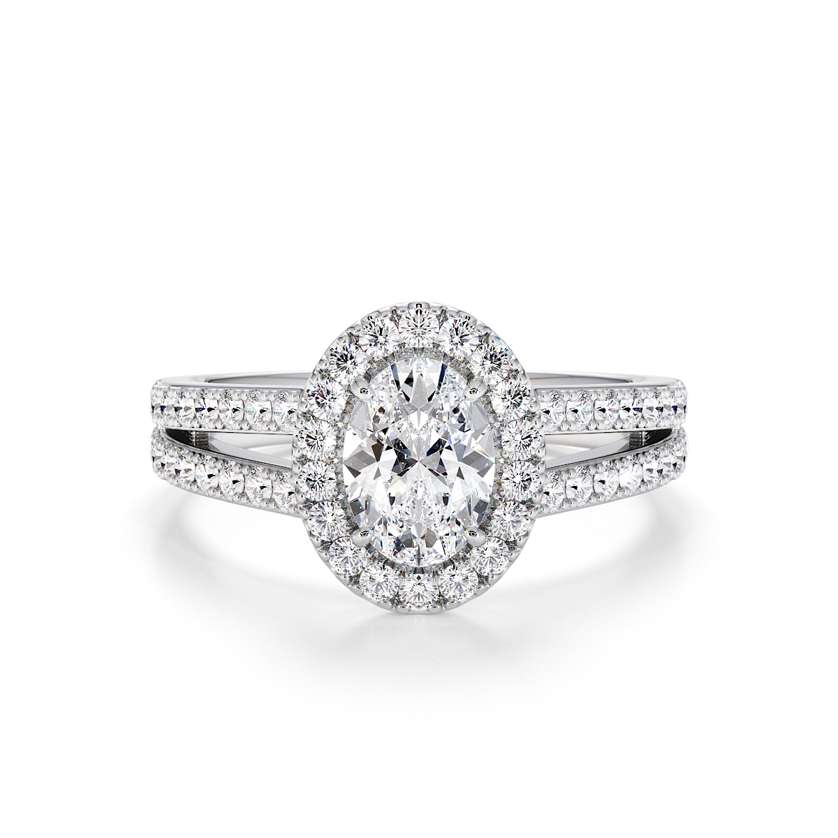 Oval Lab Diamond Engagement Ring Gold / Platinum