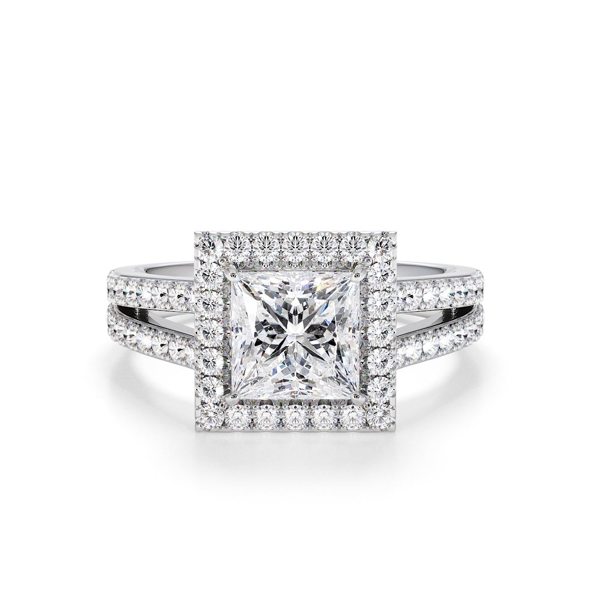 Princess Lab Diamond Engagement Ring Gold / Platinum