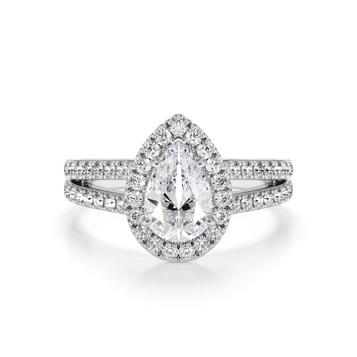 Pear Lab Diamond Engagement Ring Gold / Platinum