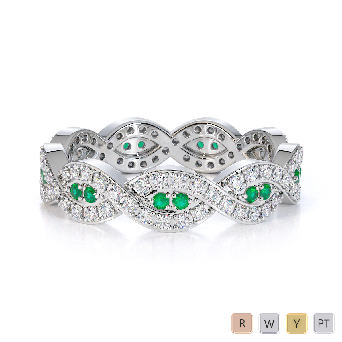 Gold / Platinum Emerald and Diamond Full Eternity Ring RZ1498