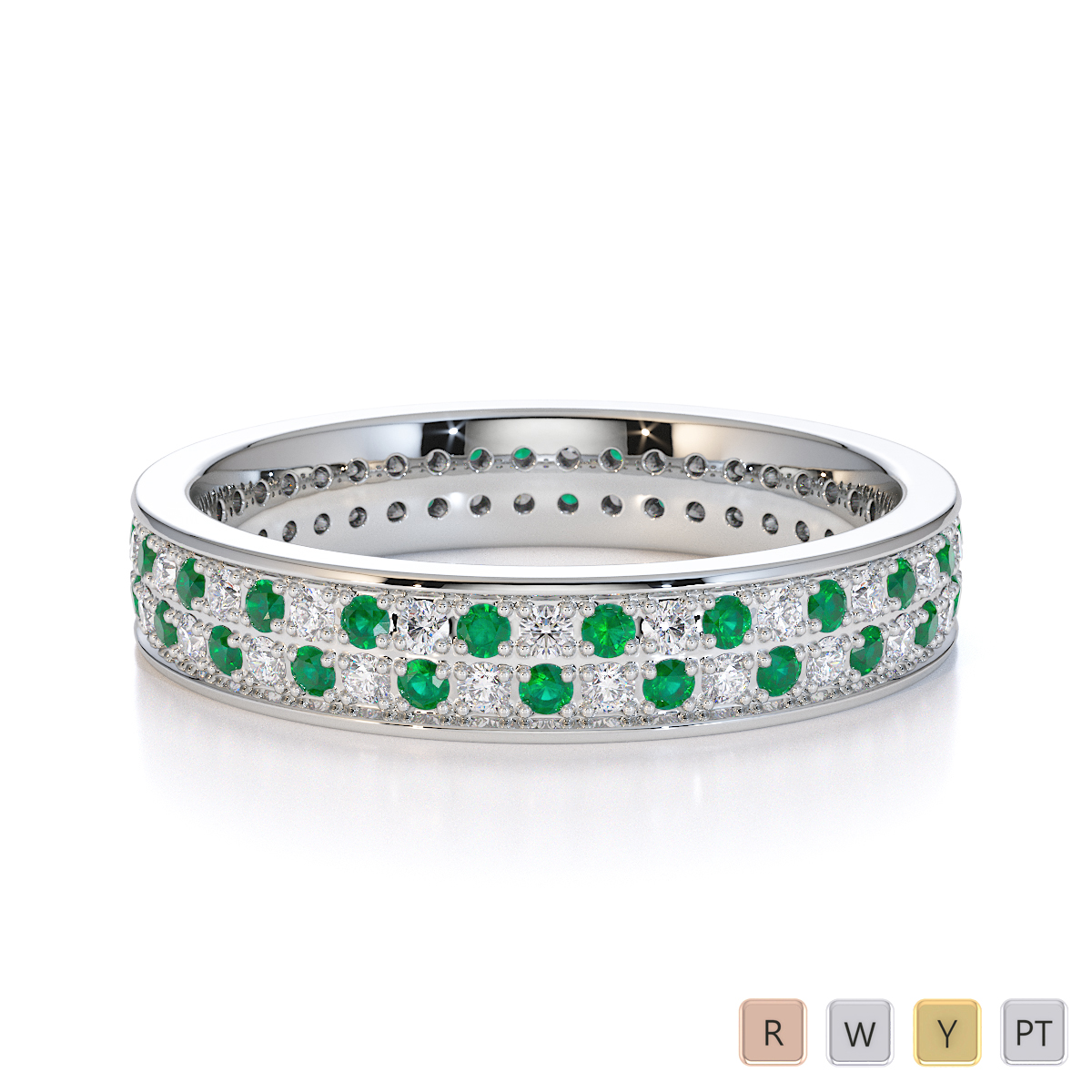 Gold / Platinum Emerald and Diamond Full Eternity Ring RZ1506