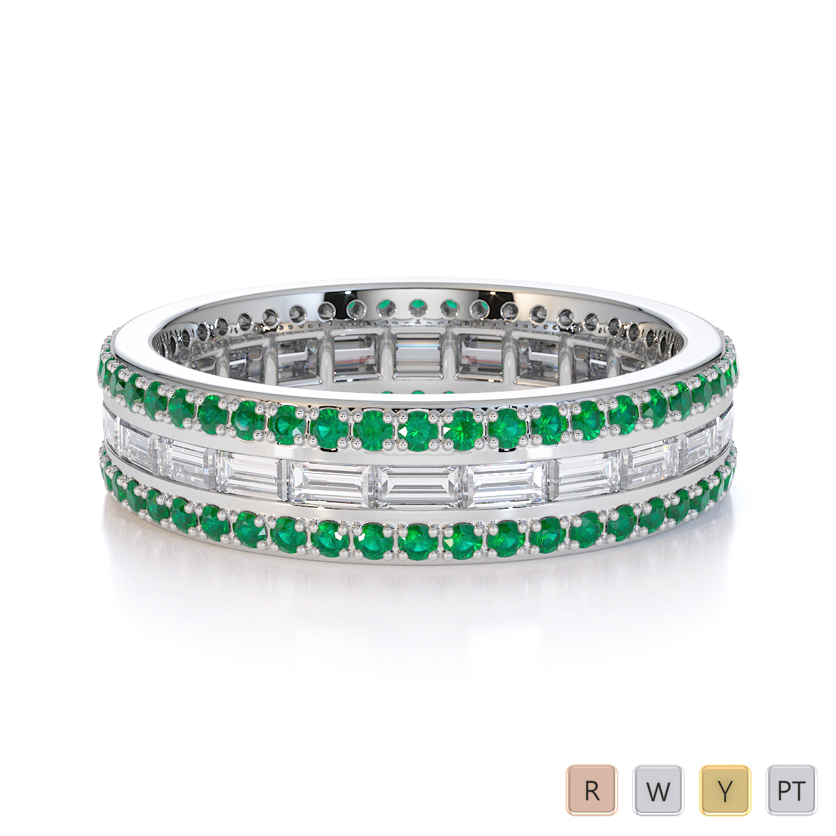 Gold / Platinum Emerald and Diamond Full Eternity Ring RZ1508