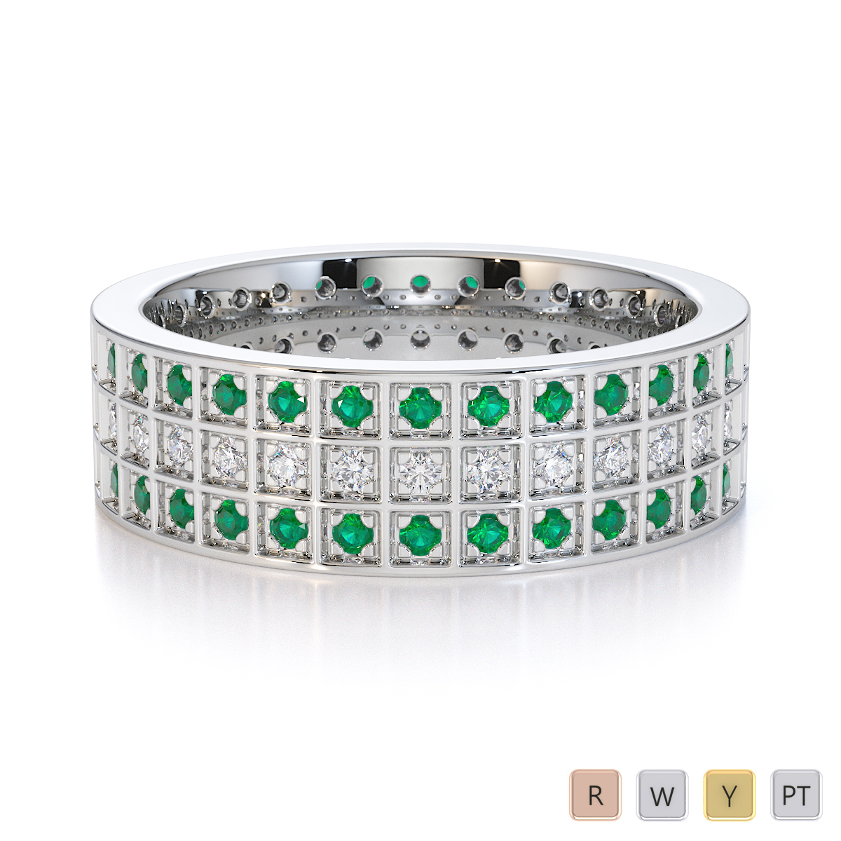 Gold / Platinum Emerald and Diamond Full Eternity Ring RZ1512