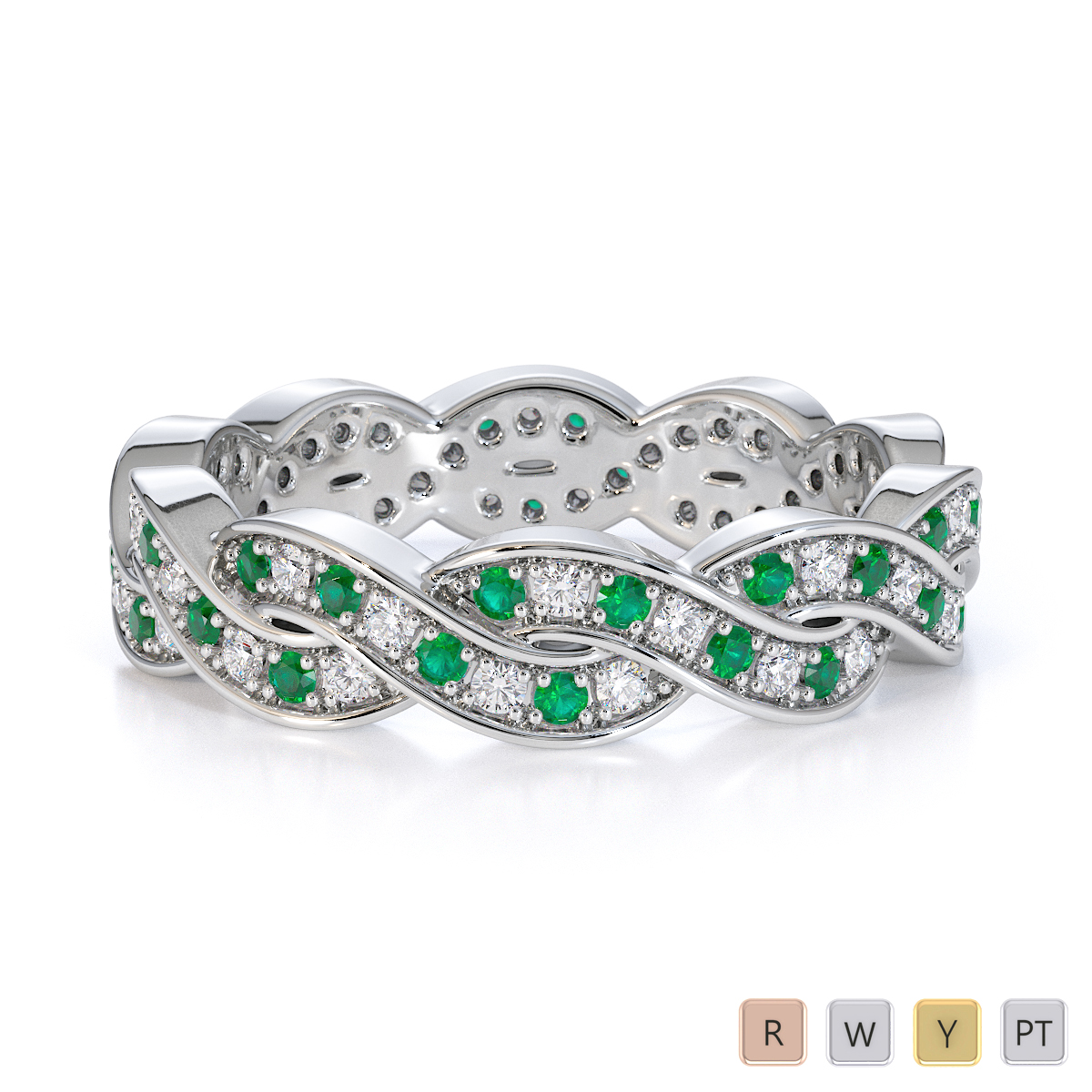Gold / Platinum Emerald and Diamond Full Eternity Ring RZ1520