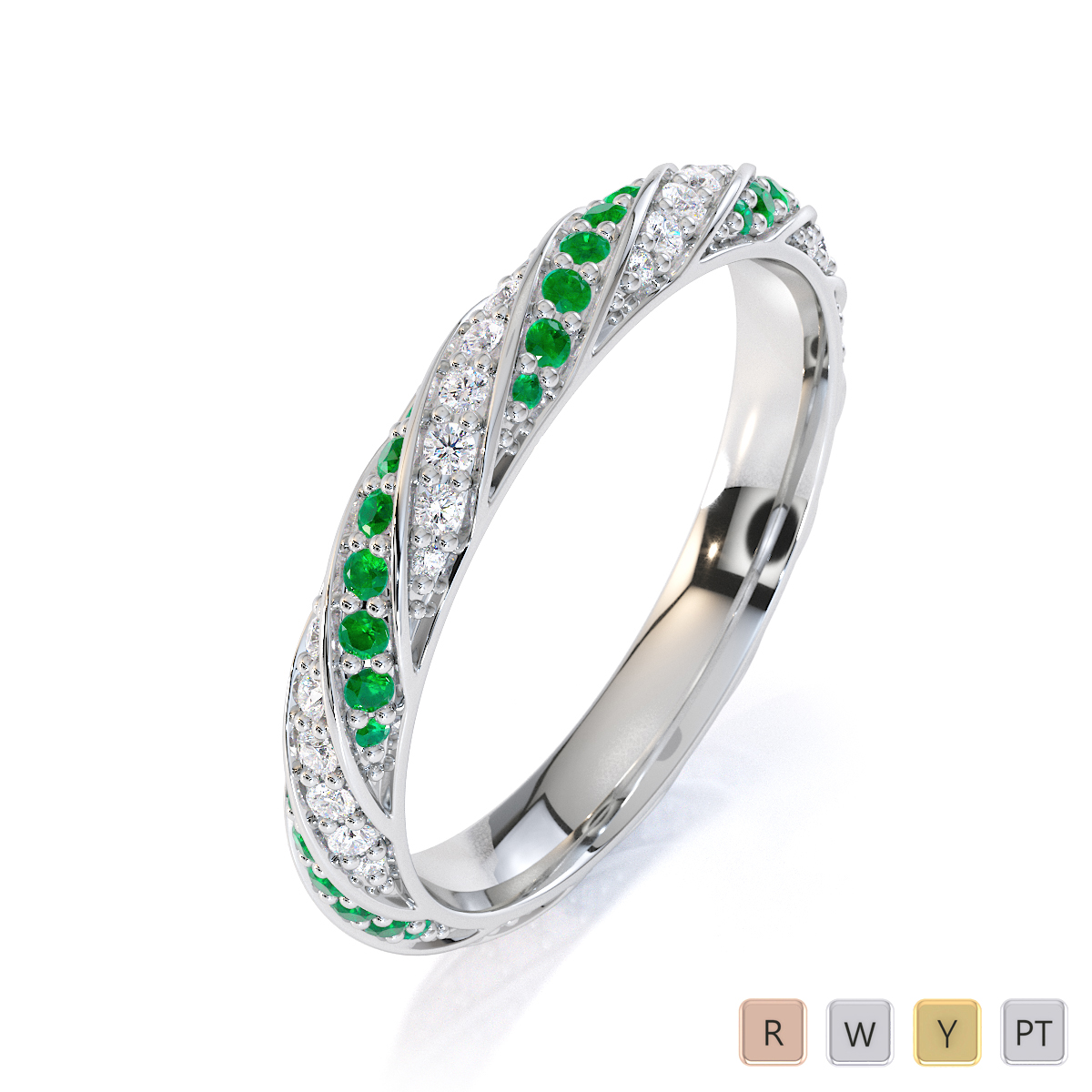 Gold / Platinum Emerald and Diamond Full Eternity Ring RZ1528
