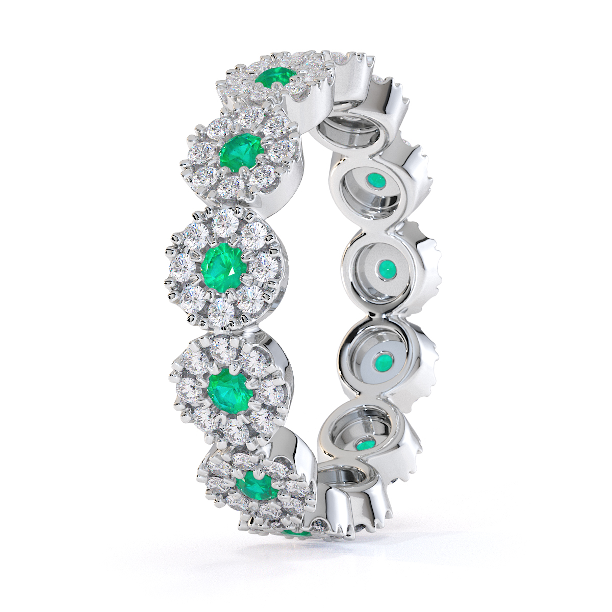 Gold / Platinum Emerald and Diamond Full Eternity Ring RZ1530