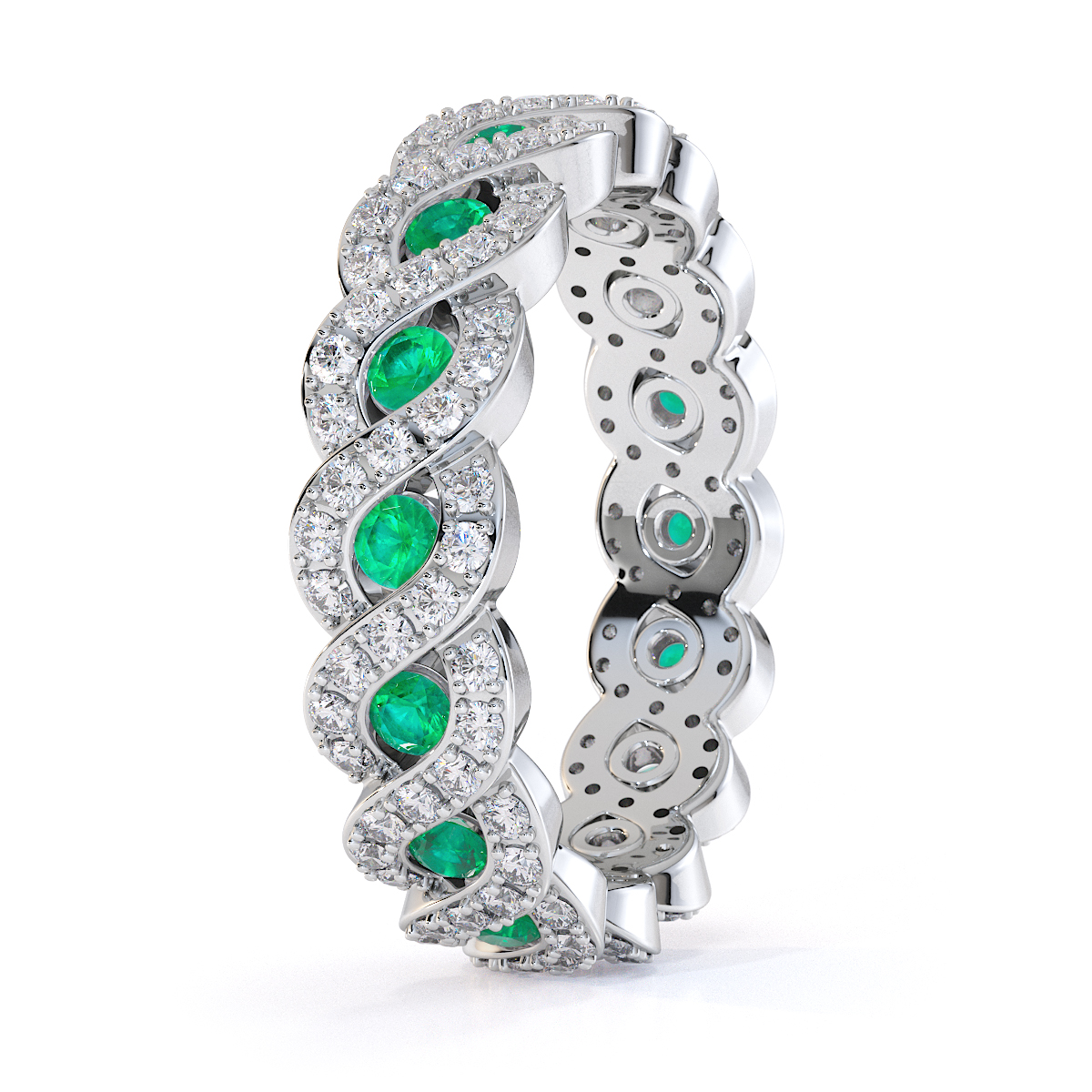 Gold / Platinum Emerald and Diamond Full Eternity Ring RZ1532