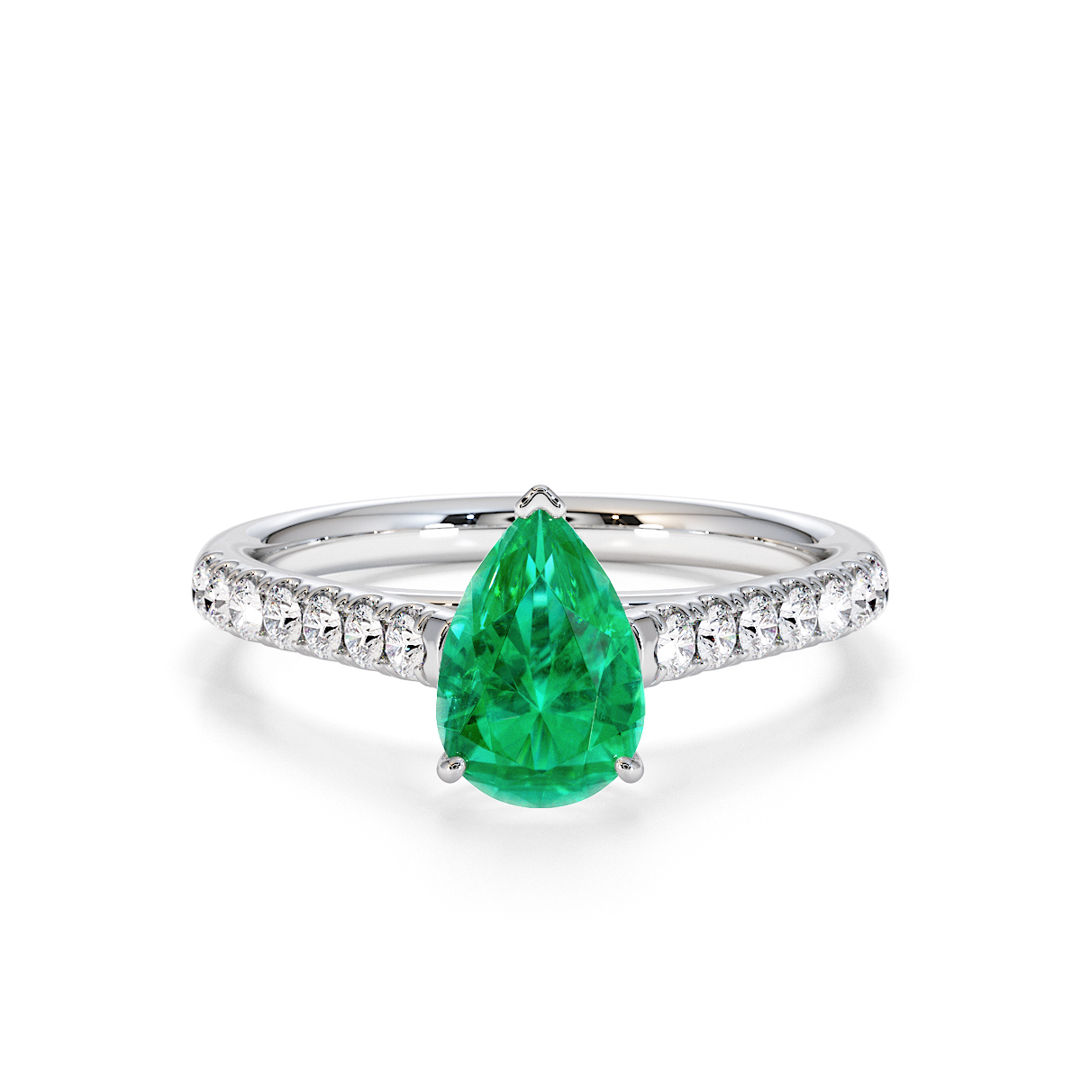 Gold / Platinum Emerald and Diamond Engagement Ring RZ3355