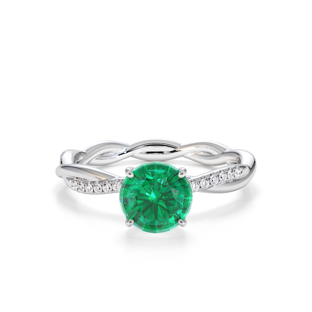 Gold / Platinum Emerald and Diamond Engagement Ring RZ3385
