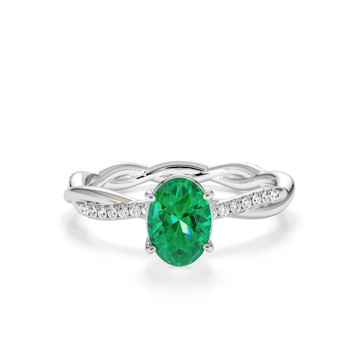 Gold / Platinum Emerald and Diamond Engagement Ring RZ3386