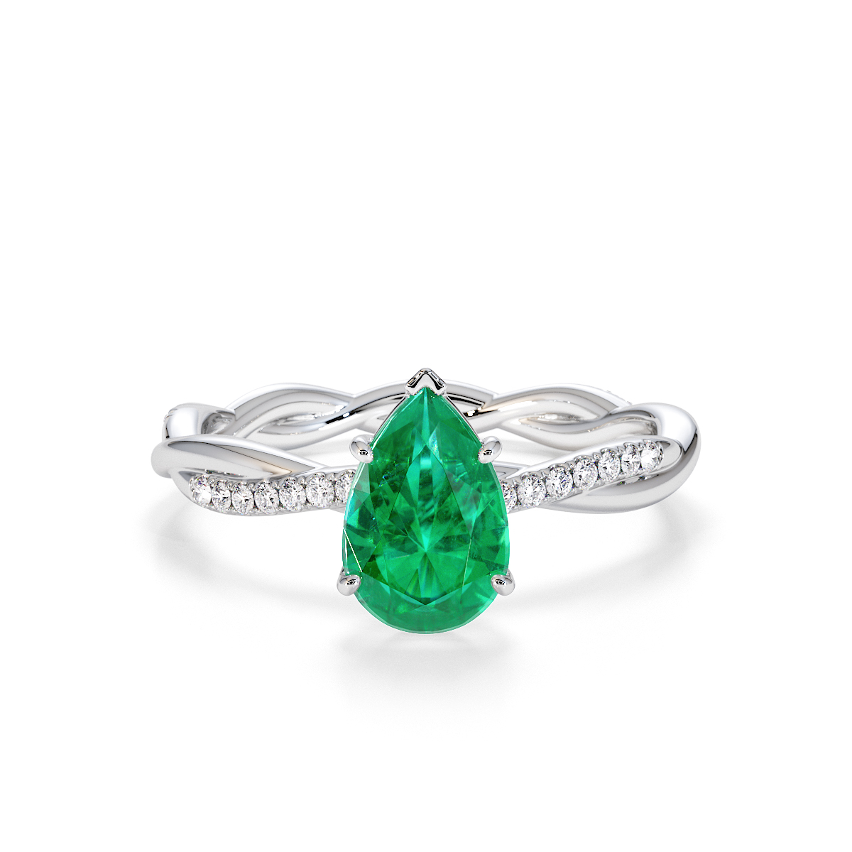 Gold / Platinum Emerald and Diamond Engagement Ring RZ3390