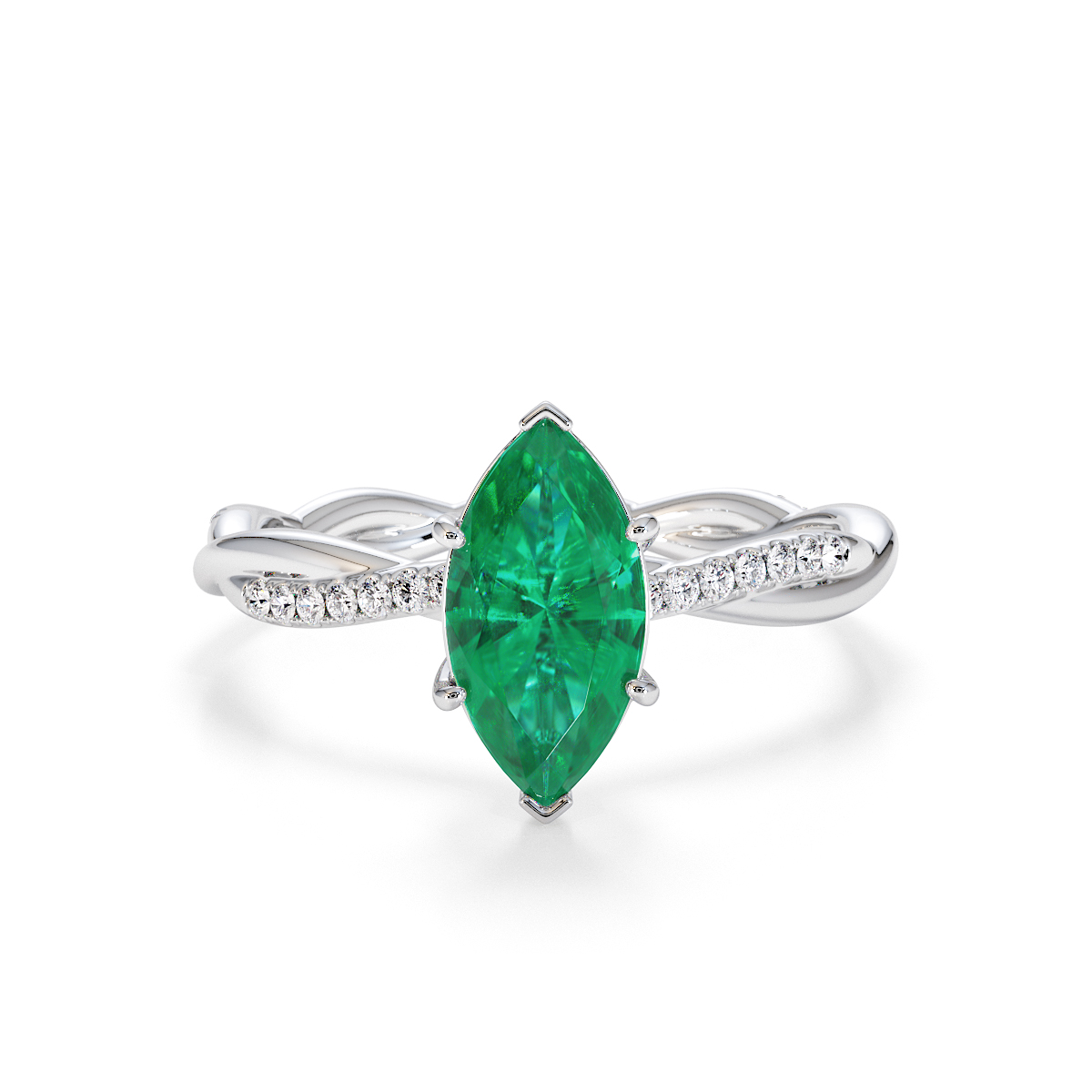 Gold / Platinum Emerald and Diamond Engagement Ring RZ3391